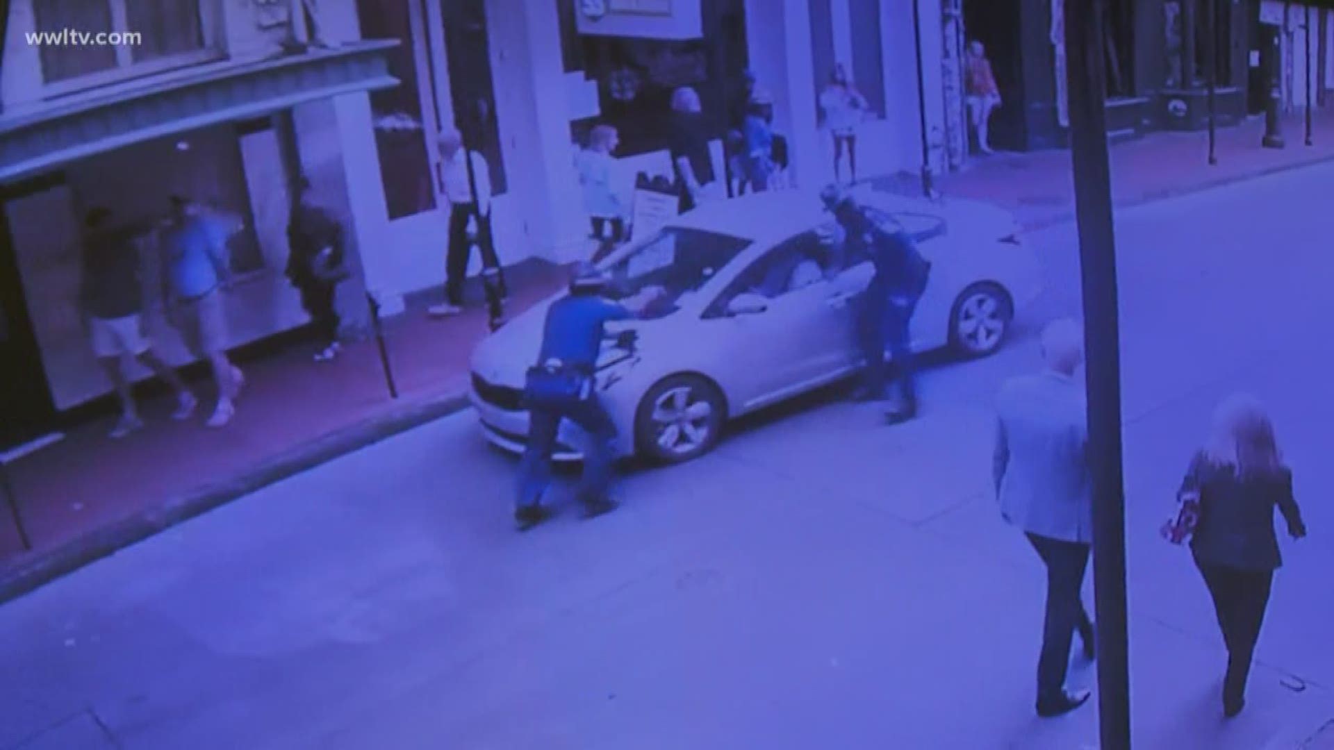 Surveillance video shows State trooper shooting suspect driving on Bourbon Street