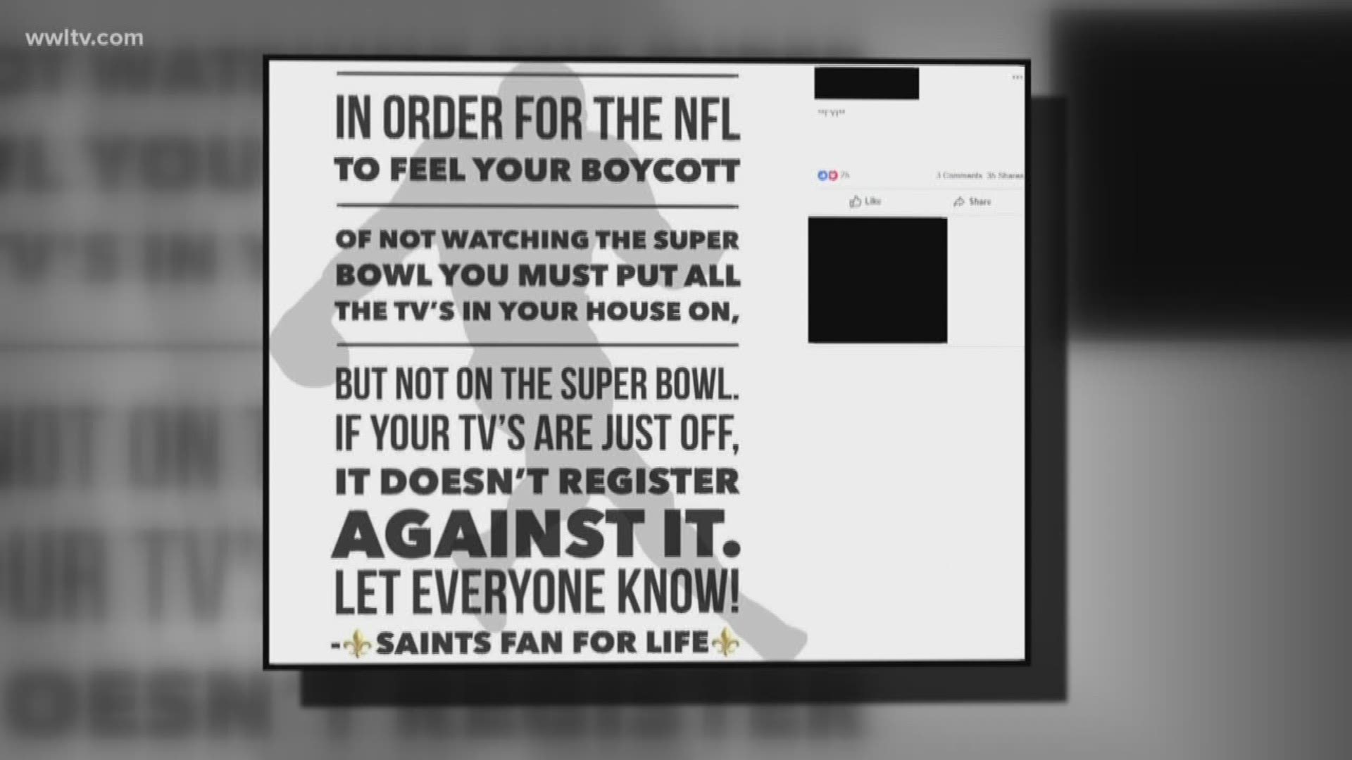 New Orleans is a relatively small market in the Nielsen Ratings system, but there's no scientific way to know where else Saints fans would boycott Super Bowl LIII.