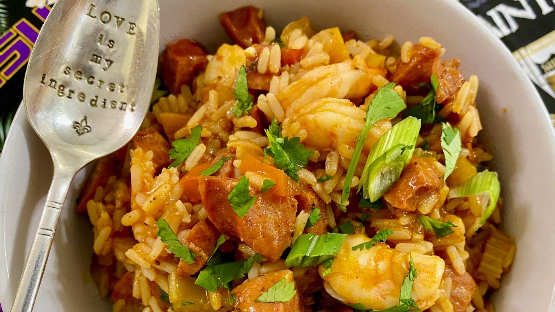 This is Red Jambalaya made with Bloody Mary Mix (What in the world! can you believe it?)