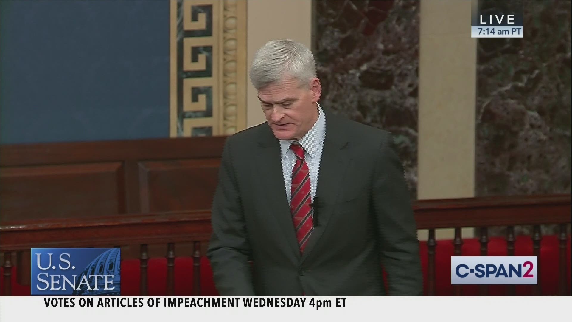 Senator Bill Cassidy announced his intention to vote against both articles of impeachment, acquitting President Trump.