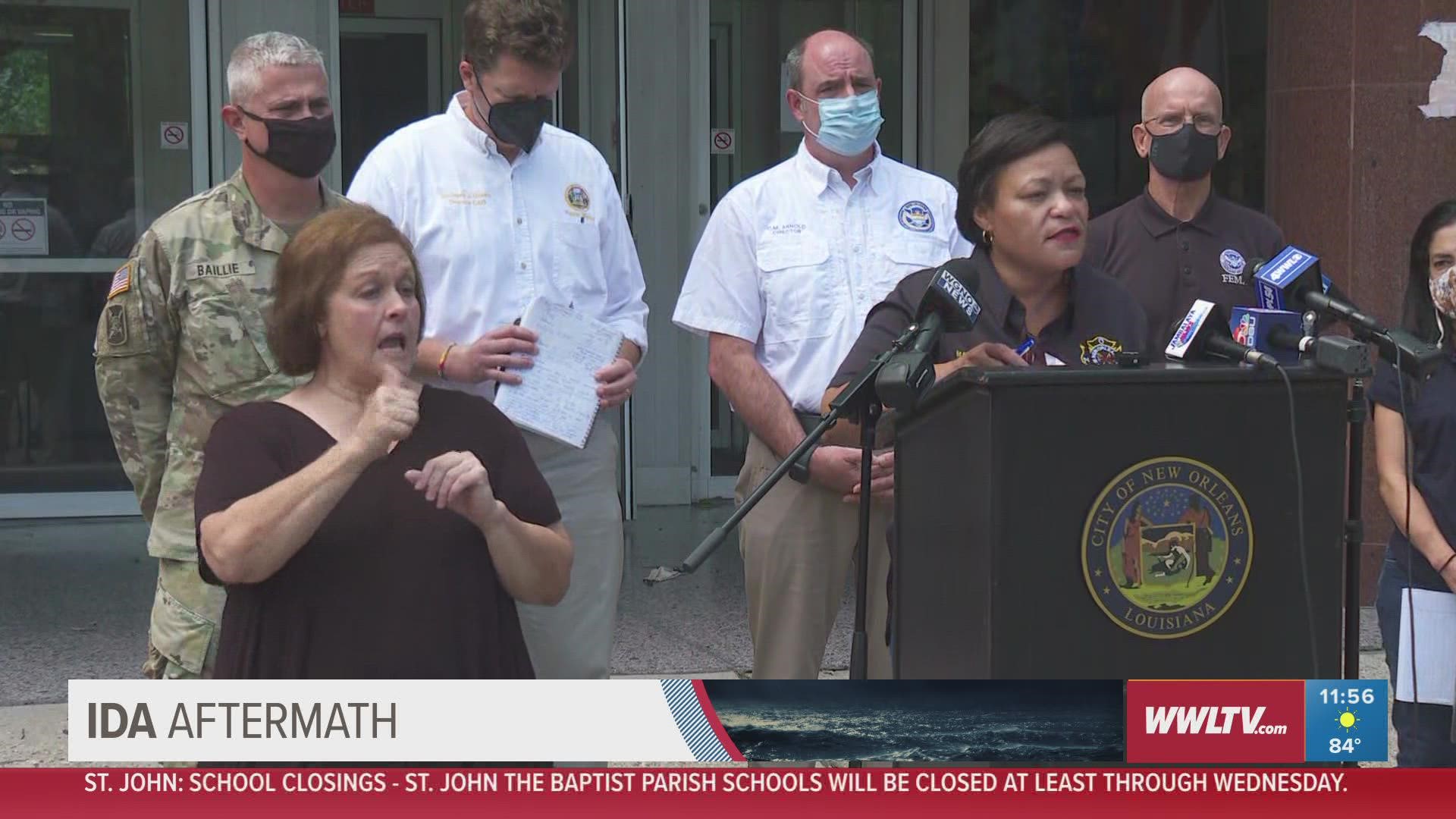 Mayor LaToya Cantrell discusses the city's response to damage and power outages caused by Hurricane Ida, including opening food distribution and cooling centers.