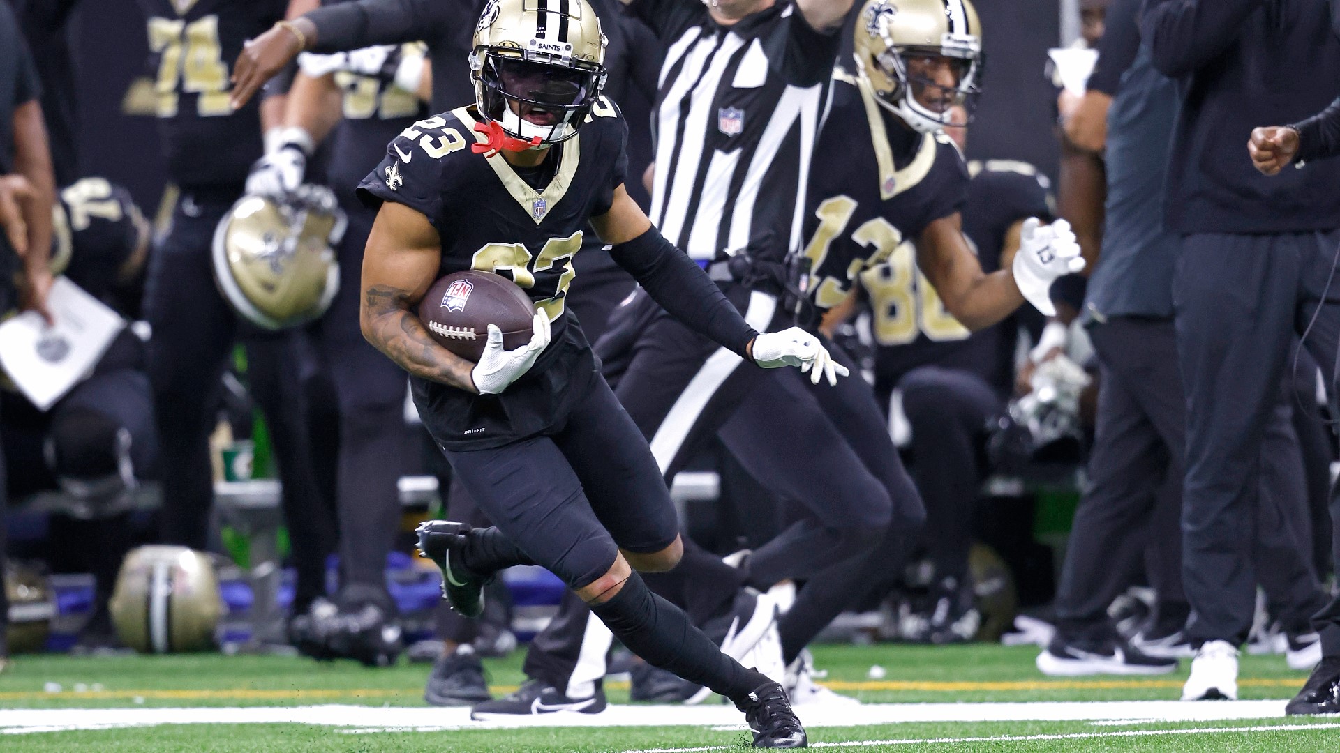 WWL-TV sports director Doug Mouton talks Saints season-opening win over the Tennessee Titans in the Caesars Superdome on Sunday, Sept. 10, 2023.
