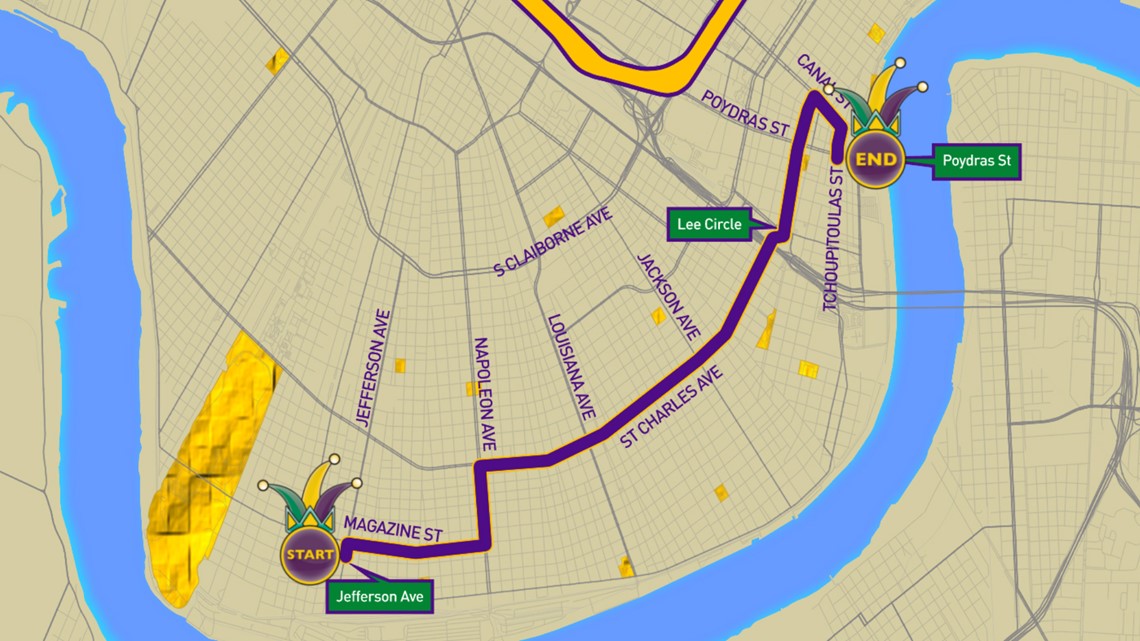 Krewe of Ancient Druids 2020 parade route