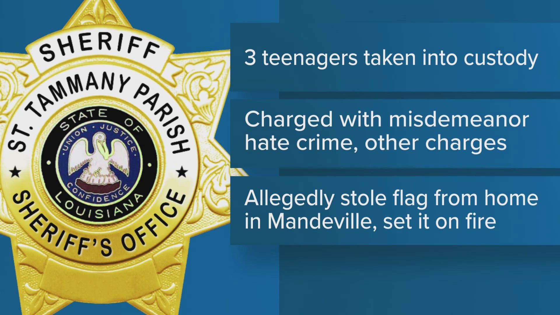 Three Northshore teenagers are facing a hate crime charge for allegedly stealing a Pride flag and setting it on fire.