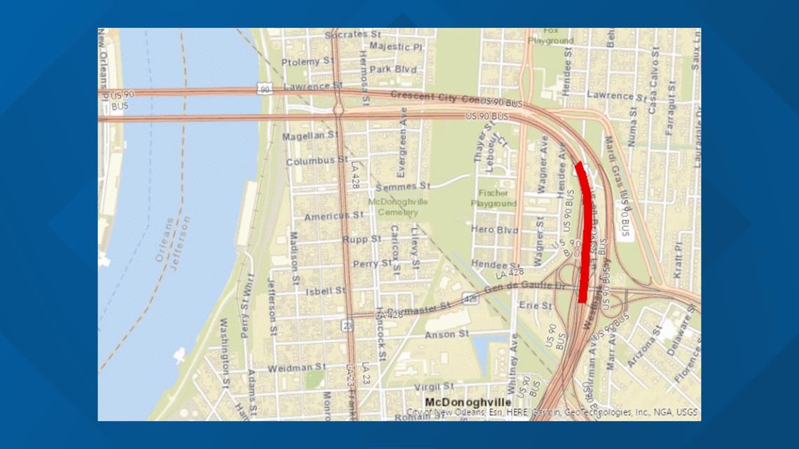 Westbank Expressway westbound closed through Monday morning
