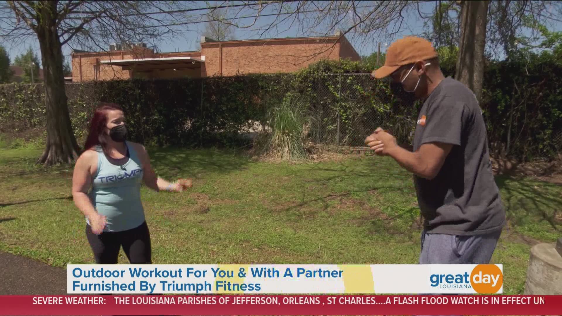 The owner of Triumph Fitness shared workout ideas people can do outdoors by themselves or with a partner.