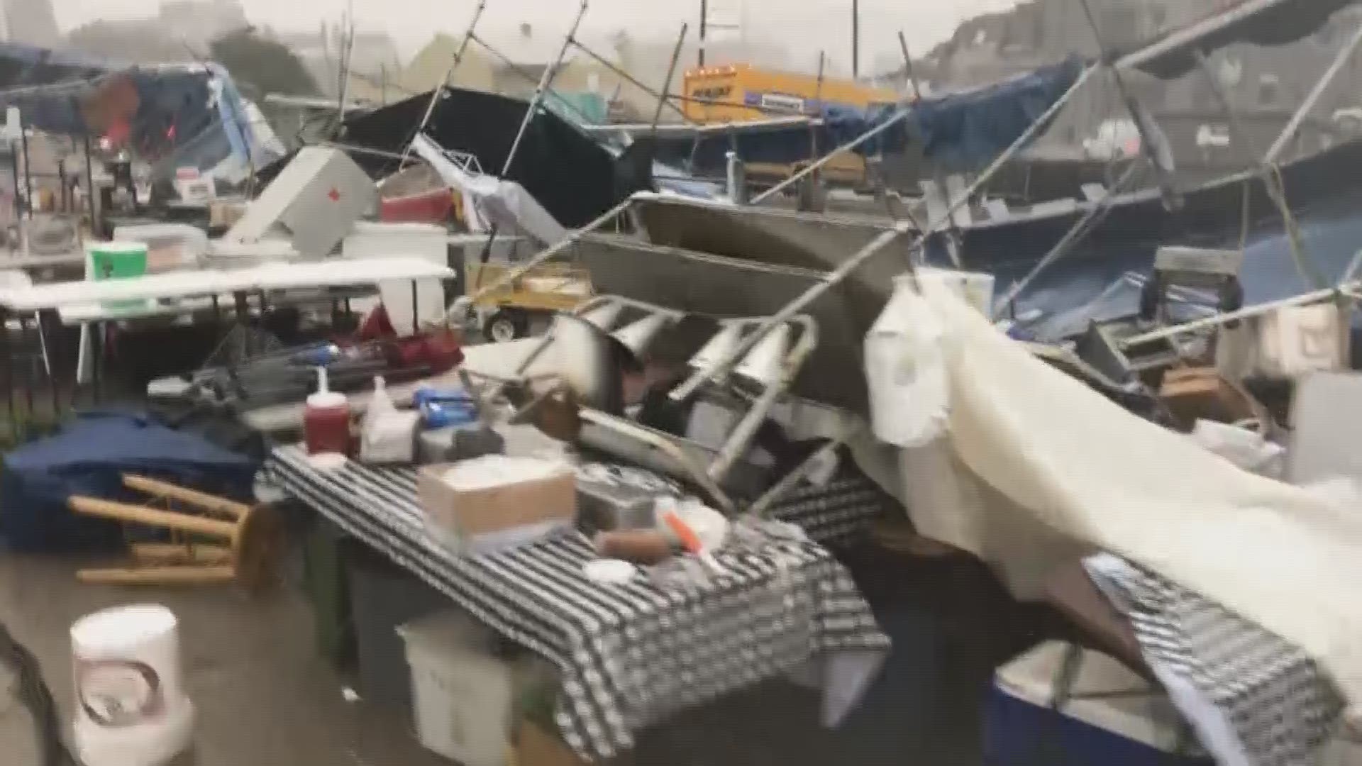 The first day of Bayou Boogaloo was hit hard a by a severe thunderstorm bringing strong winds and hail.