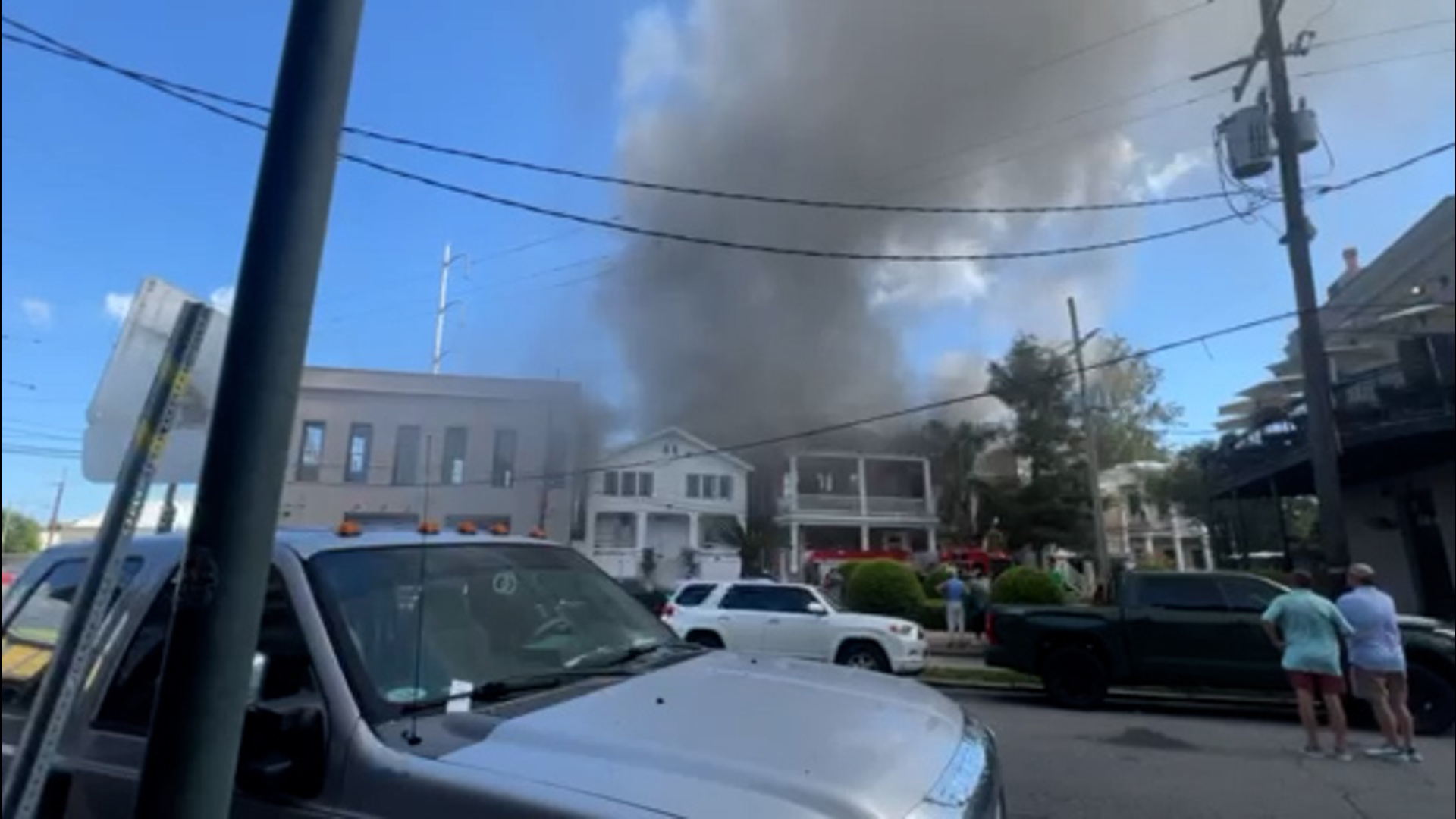 The fire is located on Hastings Place across from Gris-Gris Restaurant on Magazine Street. Video courtesy Sam Winstrom.