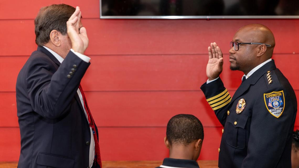 Kevin Collins sworn in as new Covington Police Chief | wwltv.com