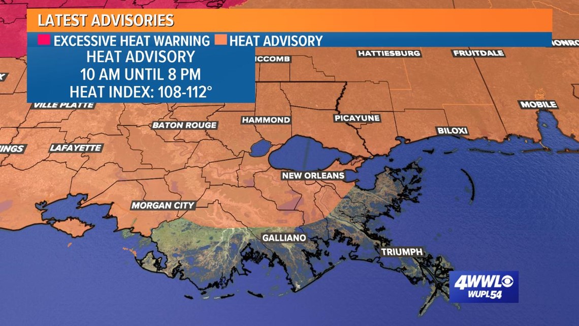 'Dangerous' heat for Louisiana and Gulf Coast states Monday