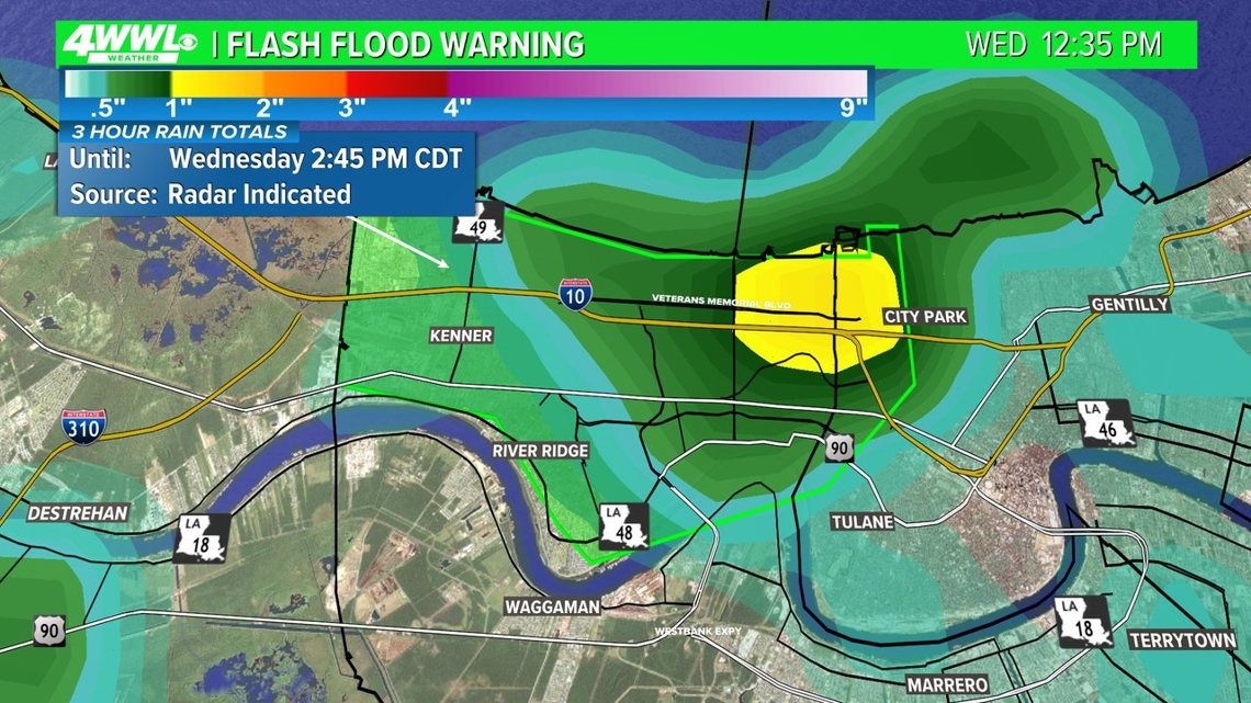 Flash flood warning until 2:45 for parts of New Orleans Metro area ...