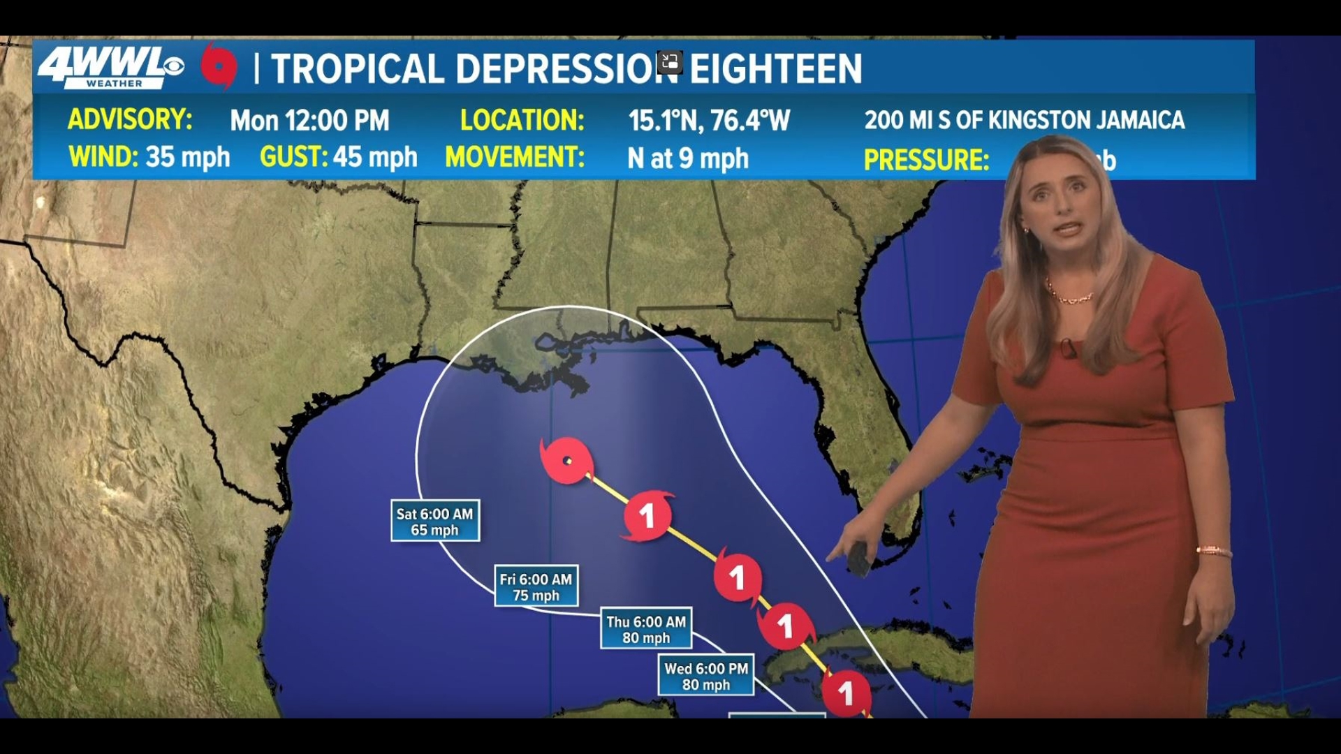 A tropical system will move into the Gulf this week. The current tracks brings the storm near Louisiana by the end of the week.