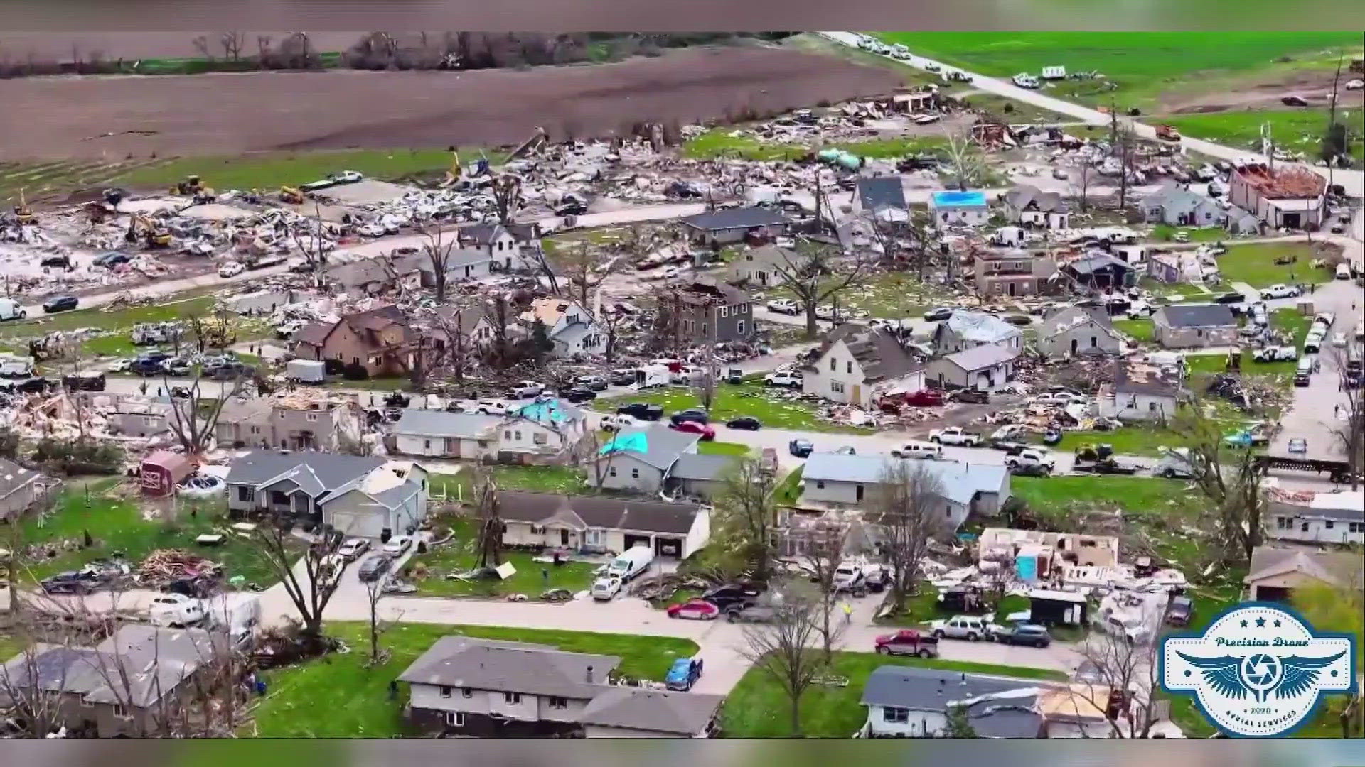 The town of Minden was hit hard and media outlets said half of the town was destroyed and four people were injured.