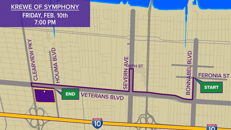 Krewe of Symphony 2023 parade route