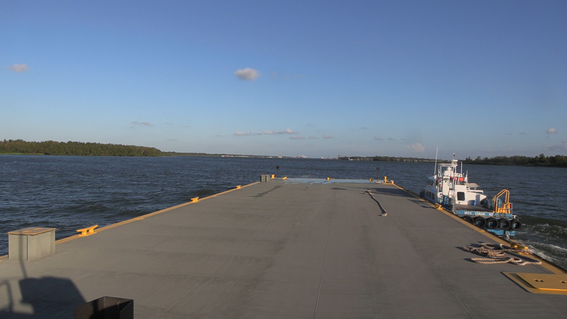 Barge of water arrives at Port Sulphur water plant.