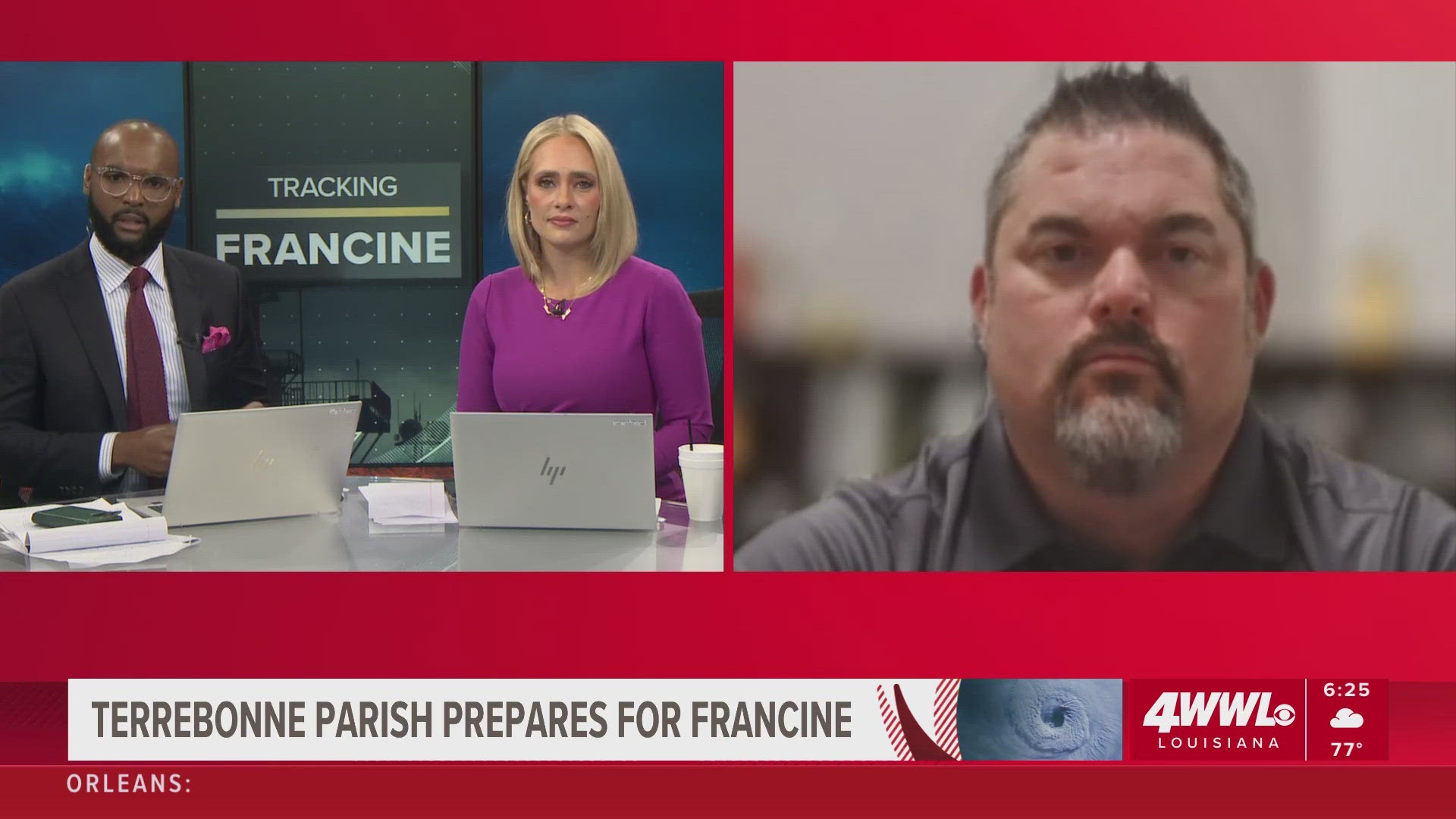 Terrebonne Parish President Jason Bergeron says shelters are open, some sandbags still available, the biggest concern is the storm surge against the levee system.