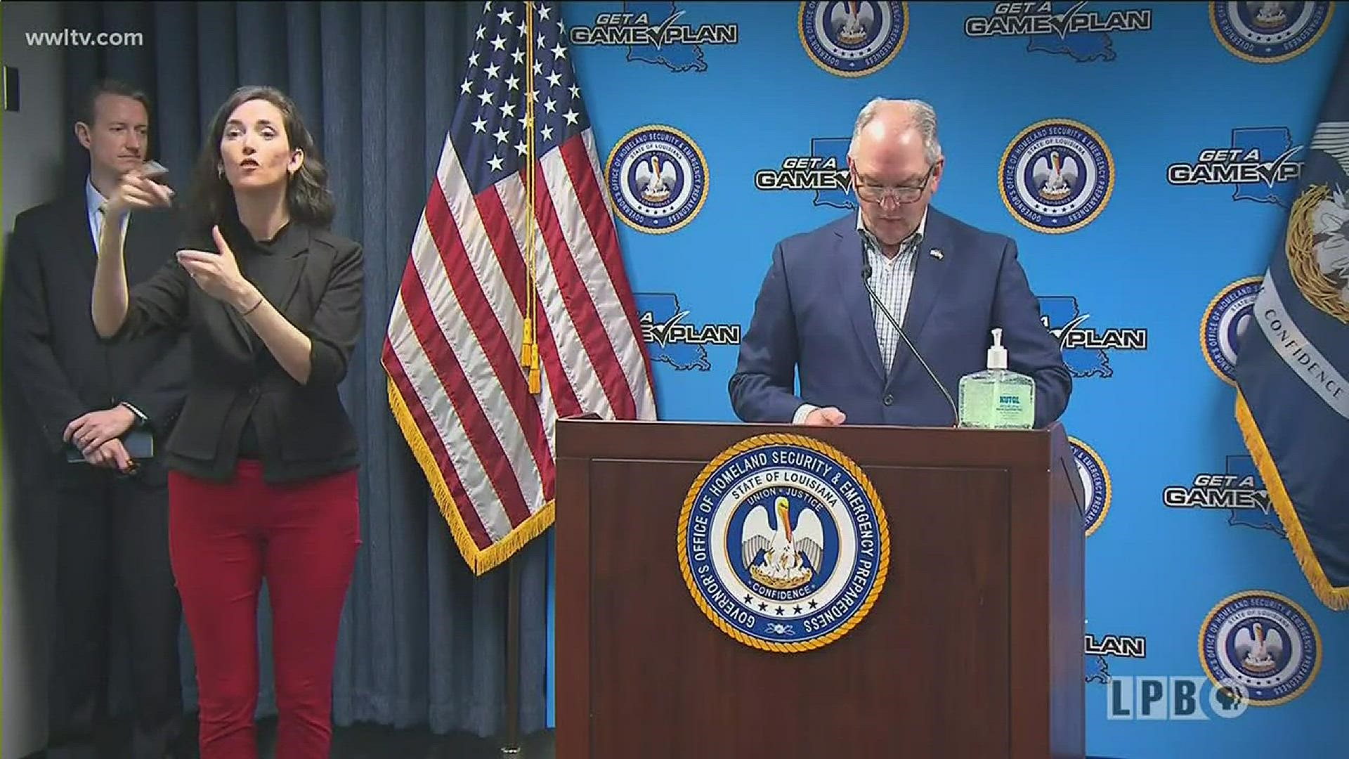 Governor John Bel Edwards of Louisiana provides his Thursday update on the coronavirus outbreak in the state - now past 2,300 cases and 83 deaths.