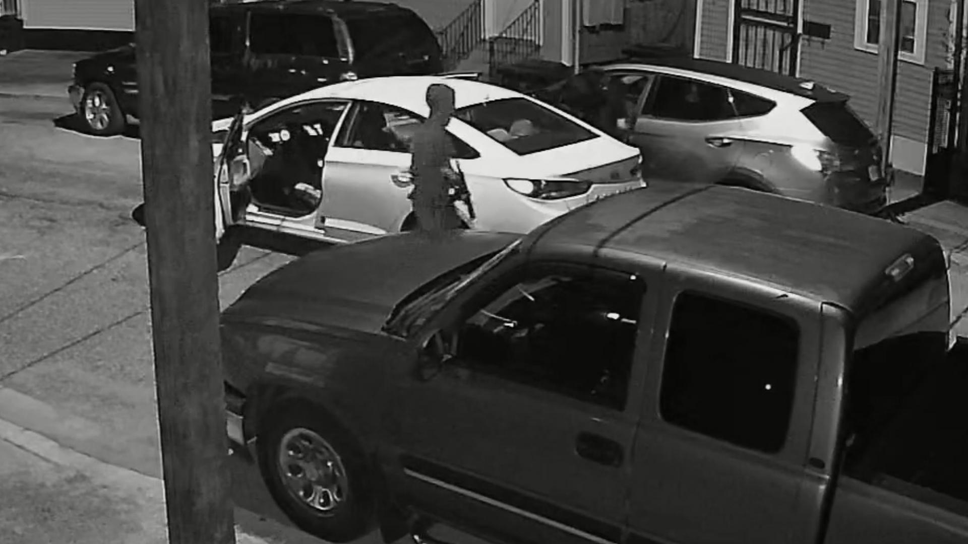 Three subjects exit, one armed with a rifle styled firearm, while the other two subjects successfully steal the gray 2016 Hyundai Santa Fe.