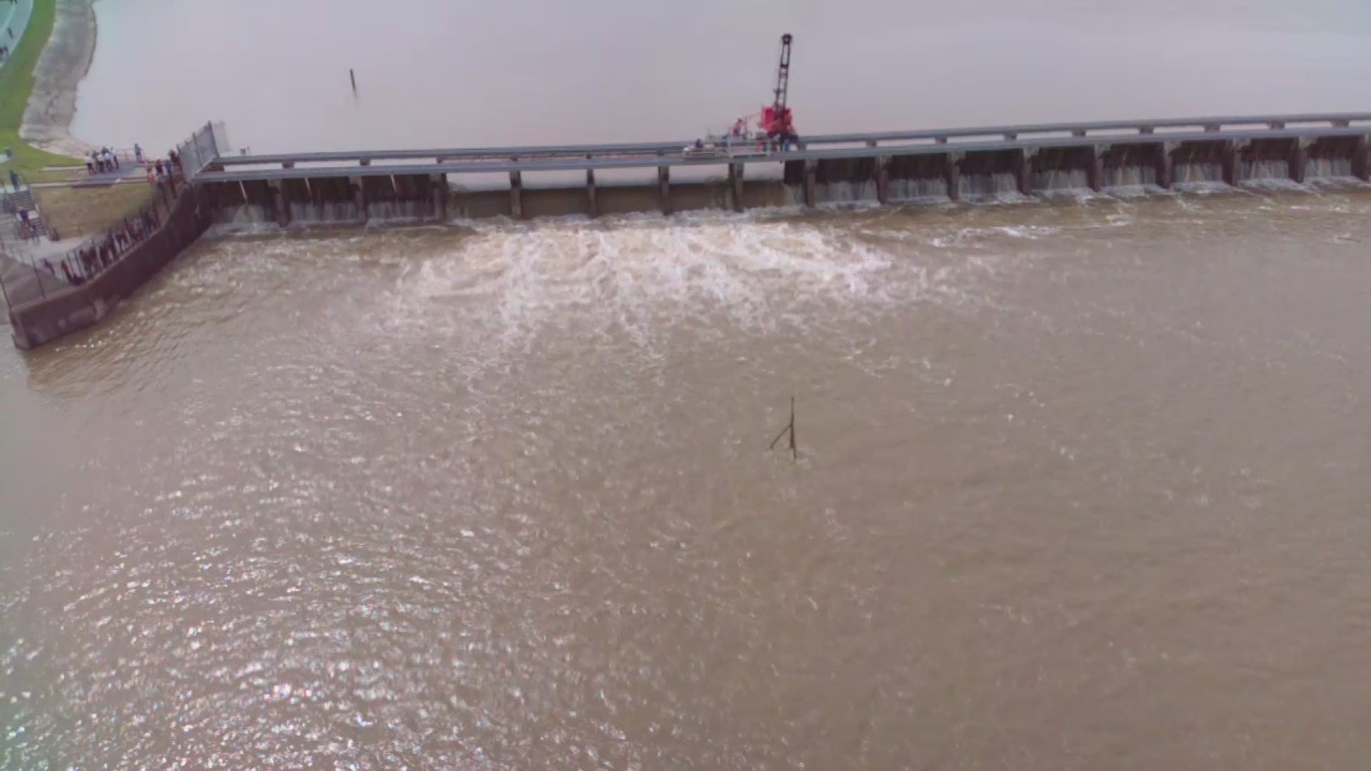 The Army Corps of Engineers supplied some aerial video of the spillway opening.