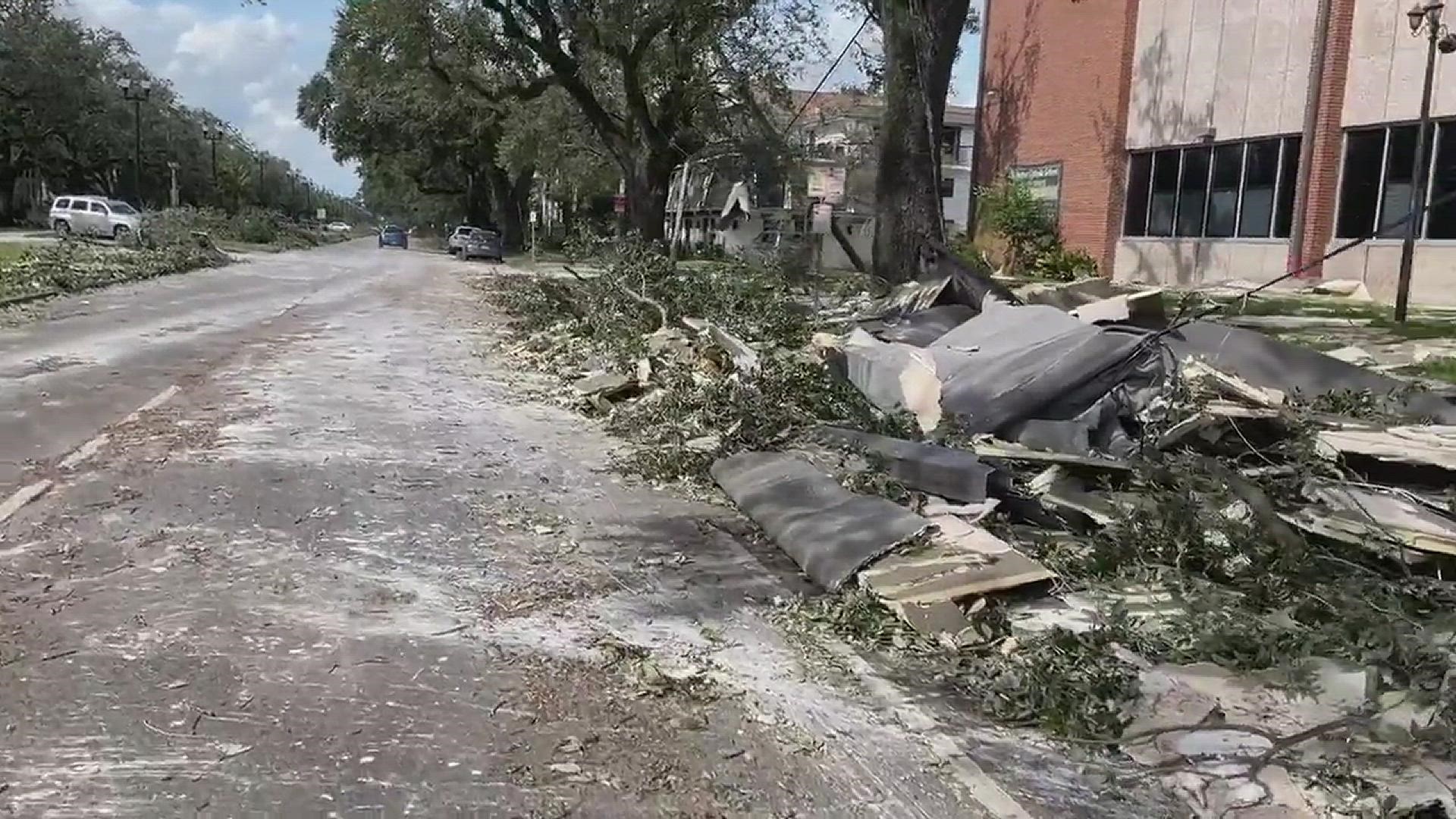 Hurricane Ida blew the roof of St. Stephen School into the powerlines.