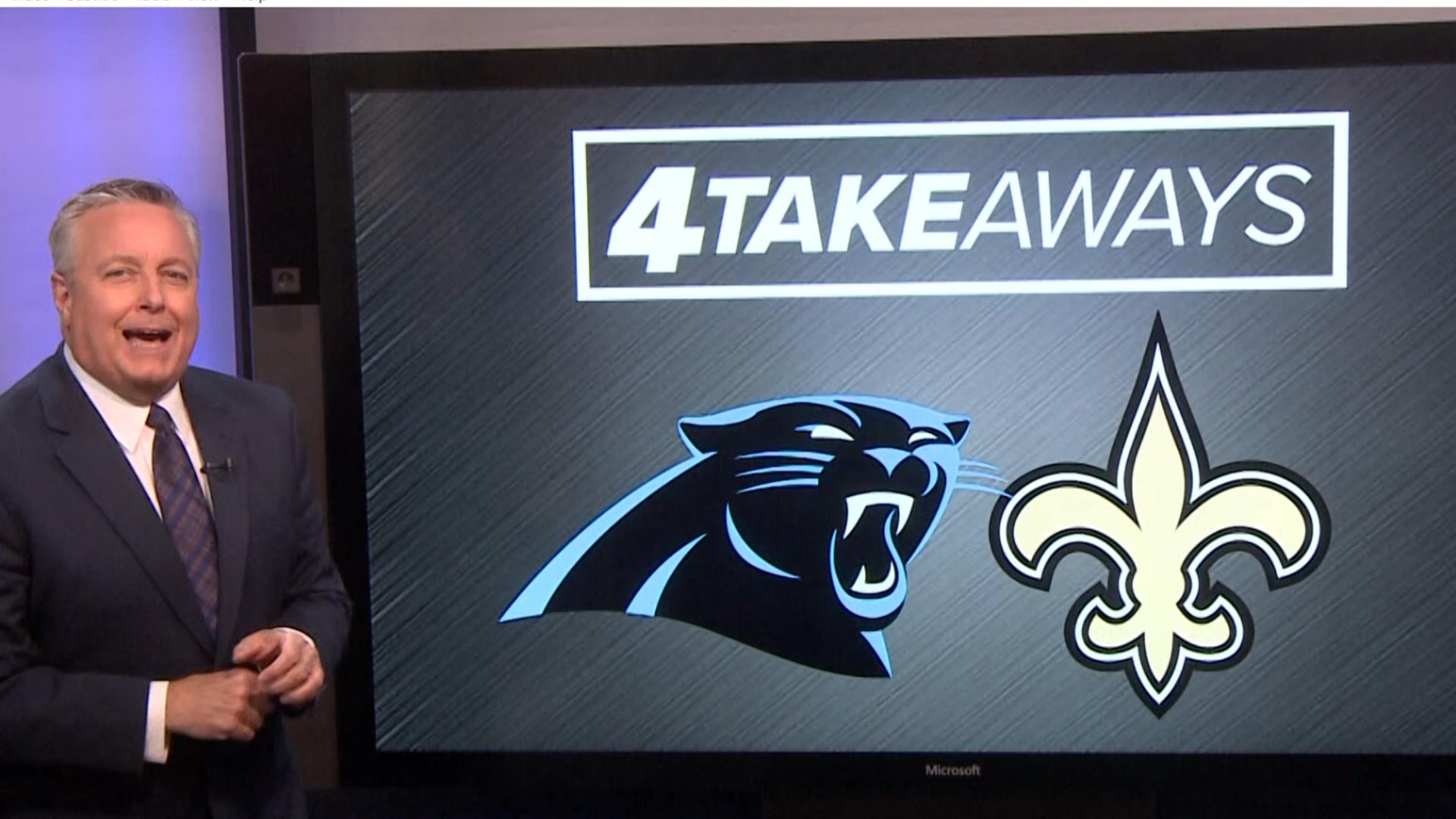 WWL Louisiana sports director Doug Mouton has four takeaways from the Saints game against the Panthers, marking the team's seventh straight loss this season.