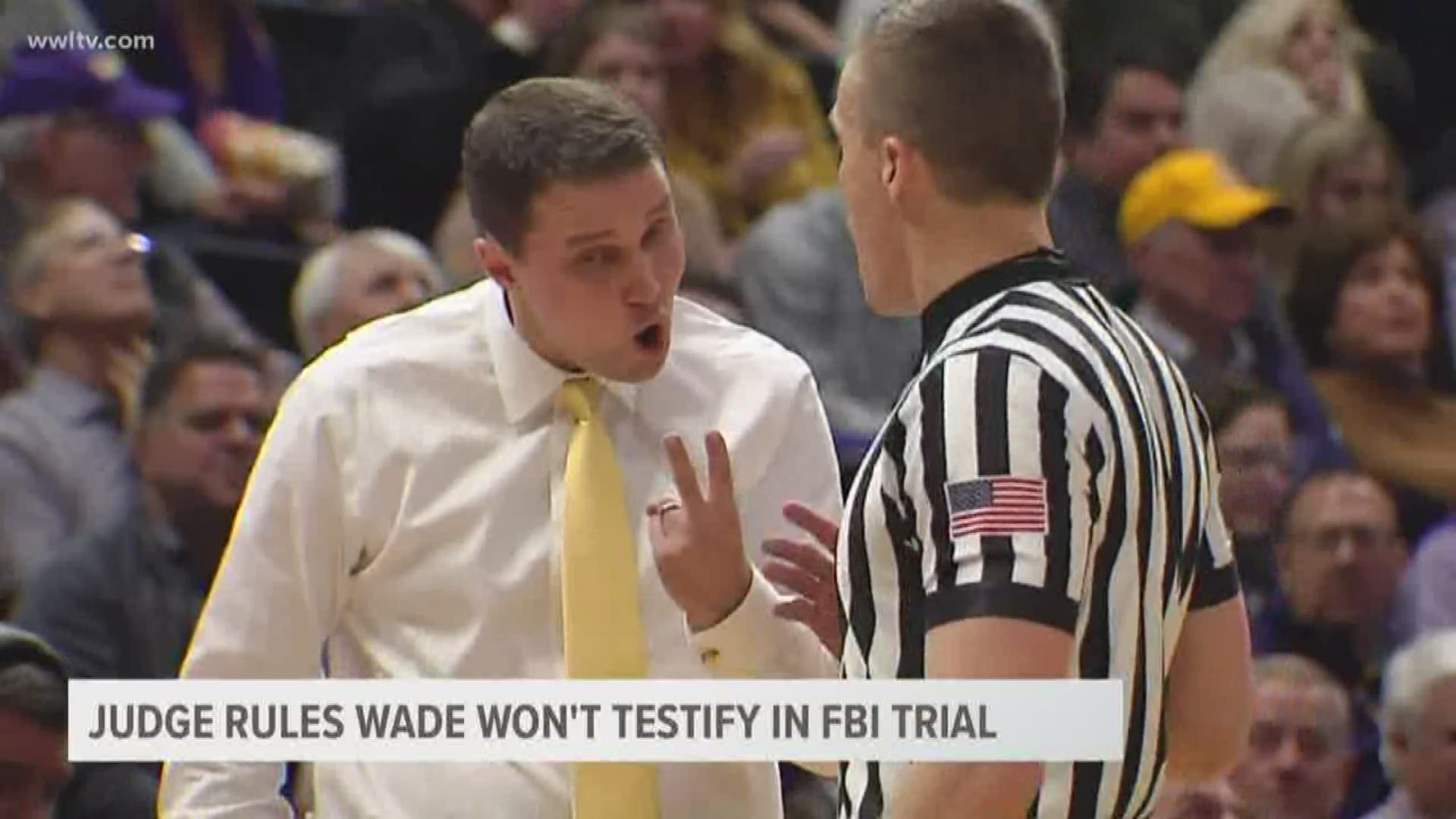 A judge decided Friday that the LSU basketball coach would not have to testify in a bribery case about statements he made while under FBI surveilence.