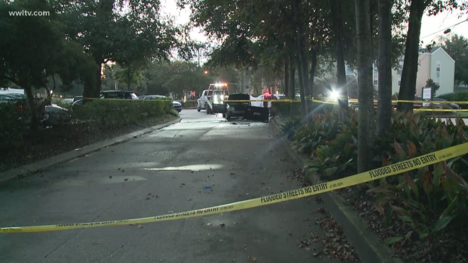 The Jefferson Parish Coroner's Office said that the body was found badly burned inside a Jeep at a River Ridge apartment complex.