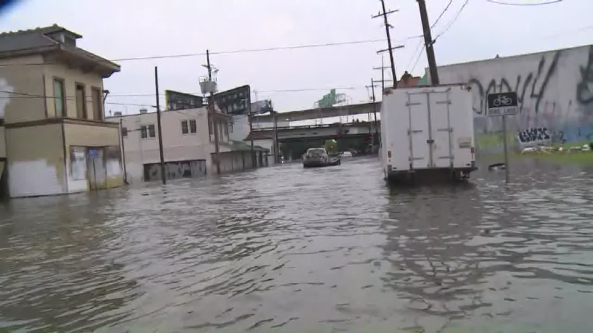 One man said the flooding was worse on his street on July 10, 2019 than it was during Hurricane Katrina. Several streets were flooded in the New Orleans area.
