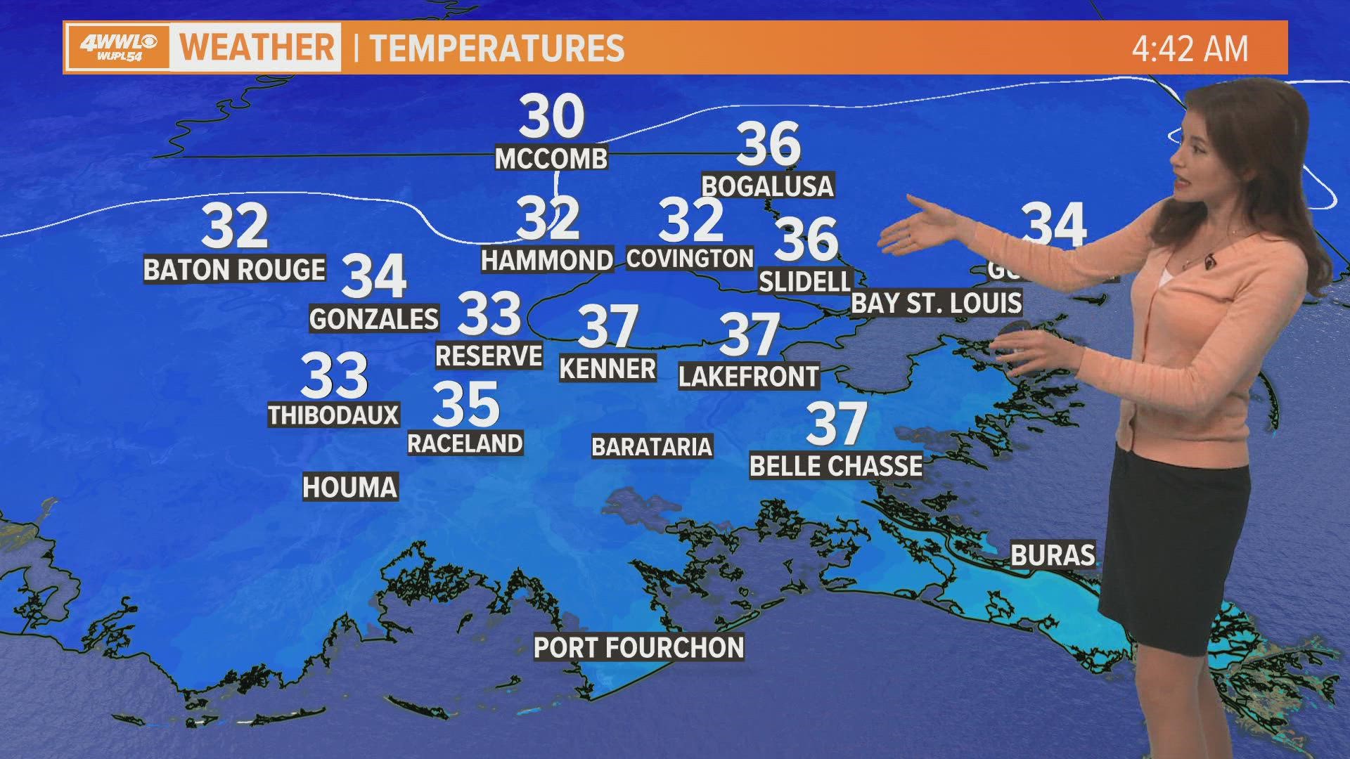 A hard freeze follows on Saturday and Sunday mornings on the Northshore and river parishes.