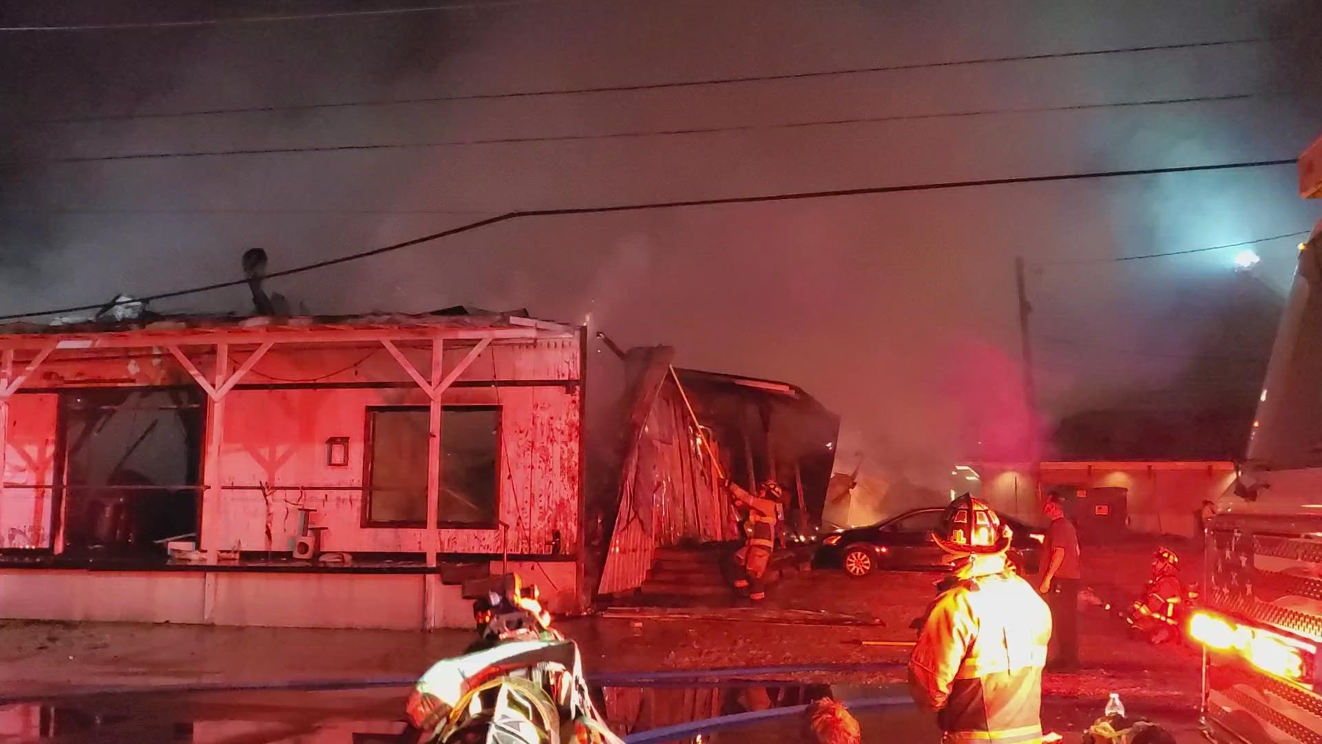 A fire destroyed the historic Marsolan's Feed and Seed store in downtown Covington. Video: Cindy Schneida.