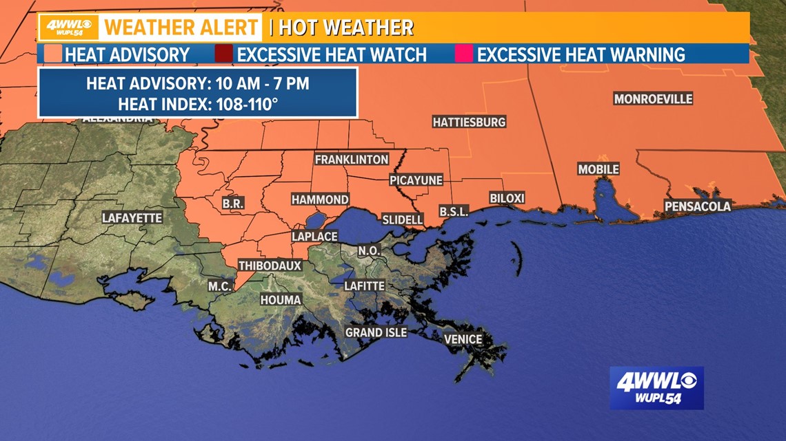 Heat Advisory: It will feel like 110°F in Louisiana on Monday | wwltv.com