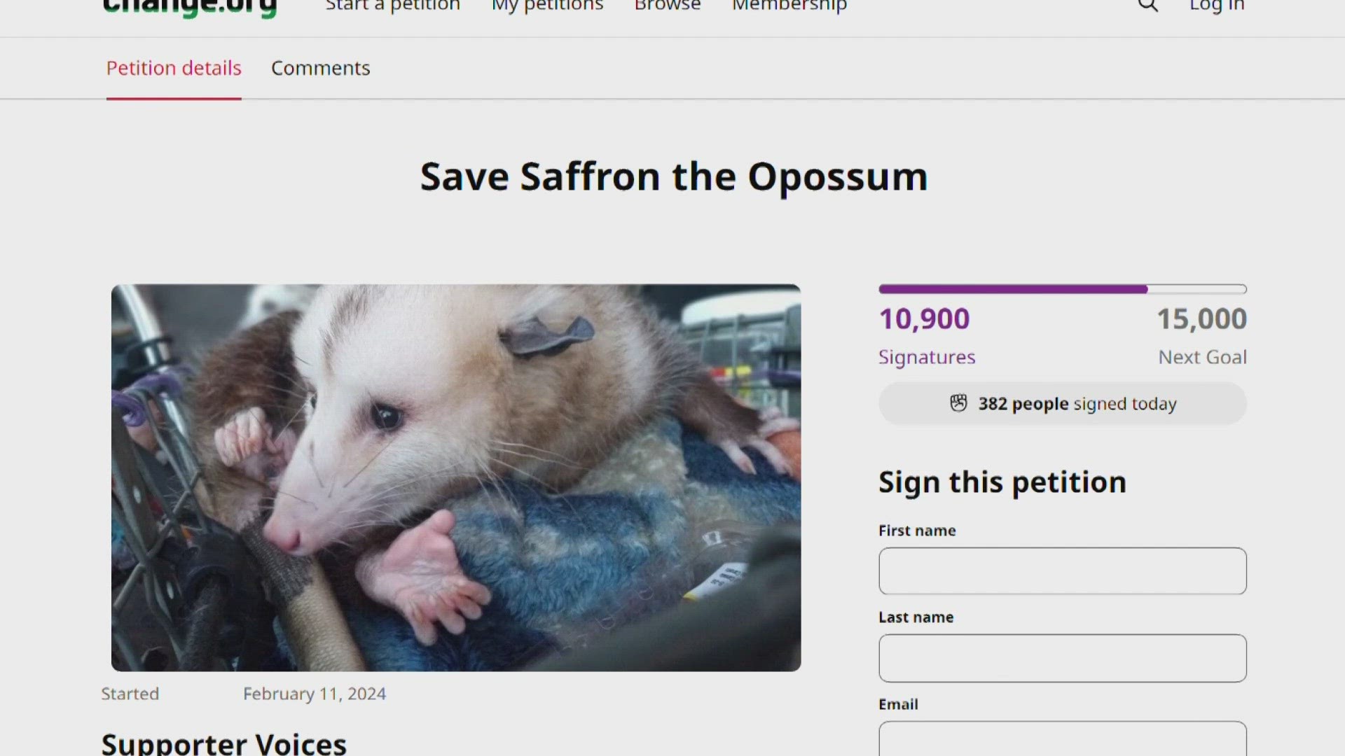 Voiles just wants to be reunited with his pet. As of Wednesday afternoon, an online petition to “Save Saffron” had gotten nearly 11,000 signatures.