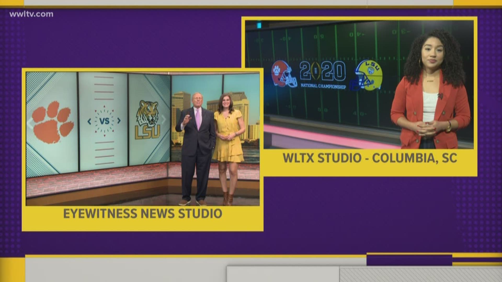 Watch as we place a friendly bet with our WLTX family ahead of the big LSU/Clemson matchup in the dome.
