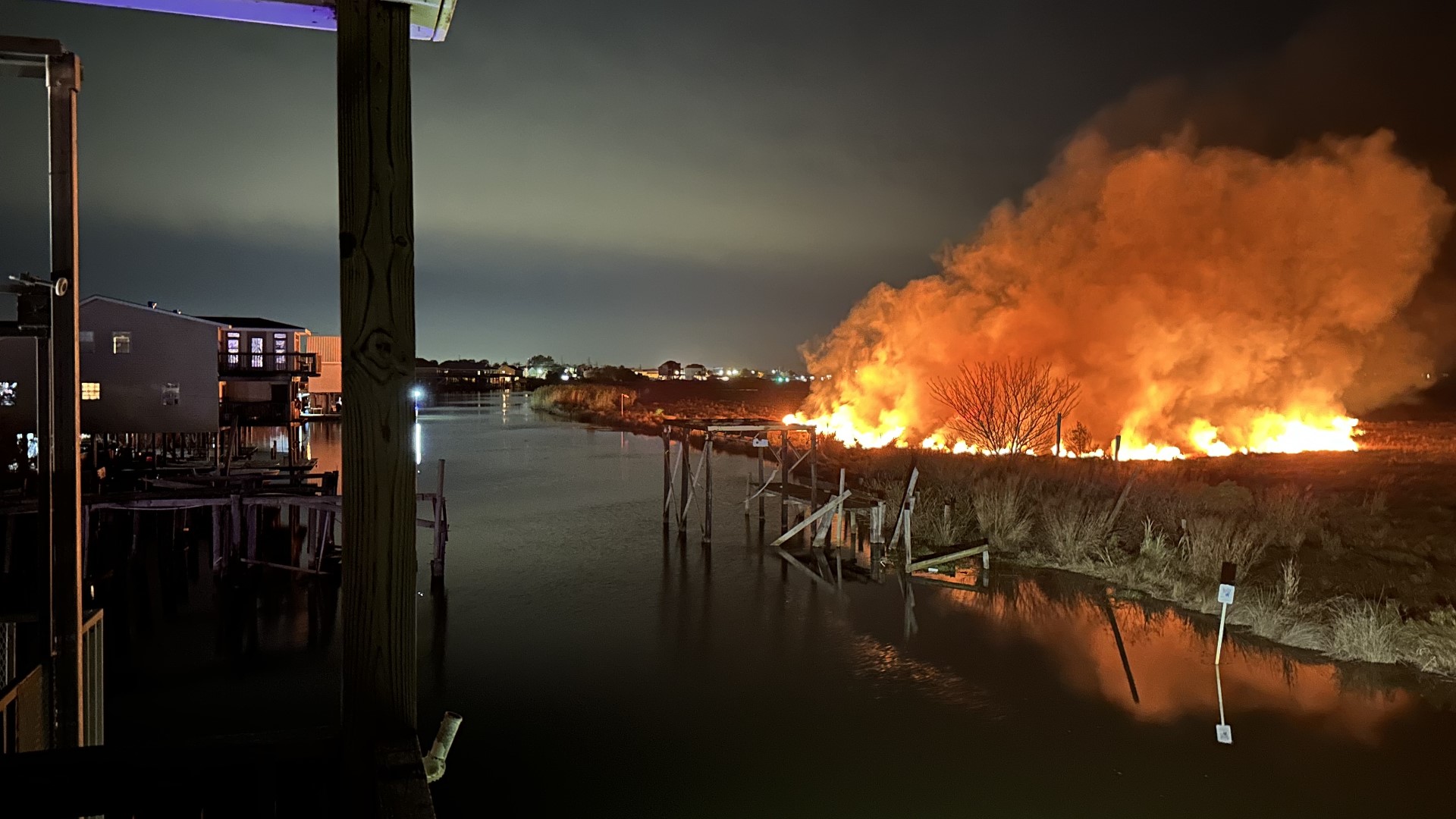 Slidell resident Benjamin Farmer, along with friend and neighbor Perry Barras, used a boat's outboard motor to fight a marsh fire for 2 hours, Thursday, Dec. 21.