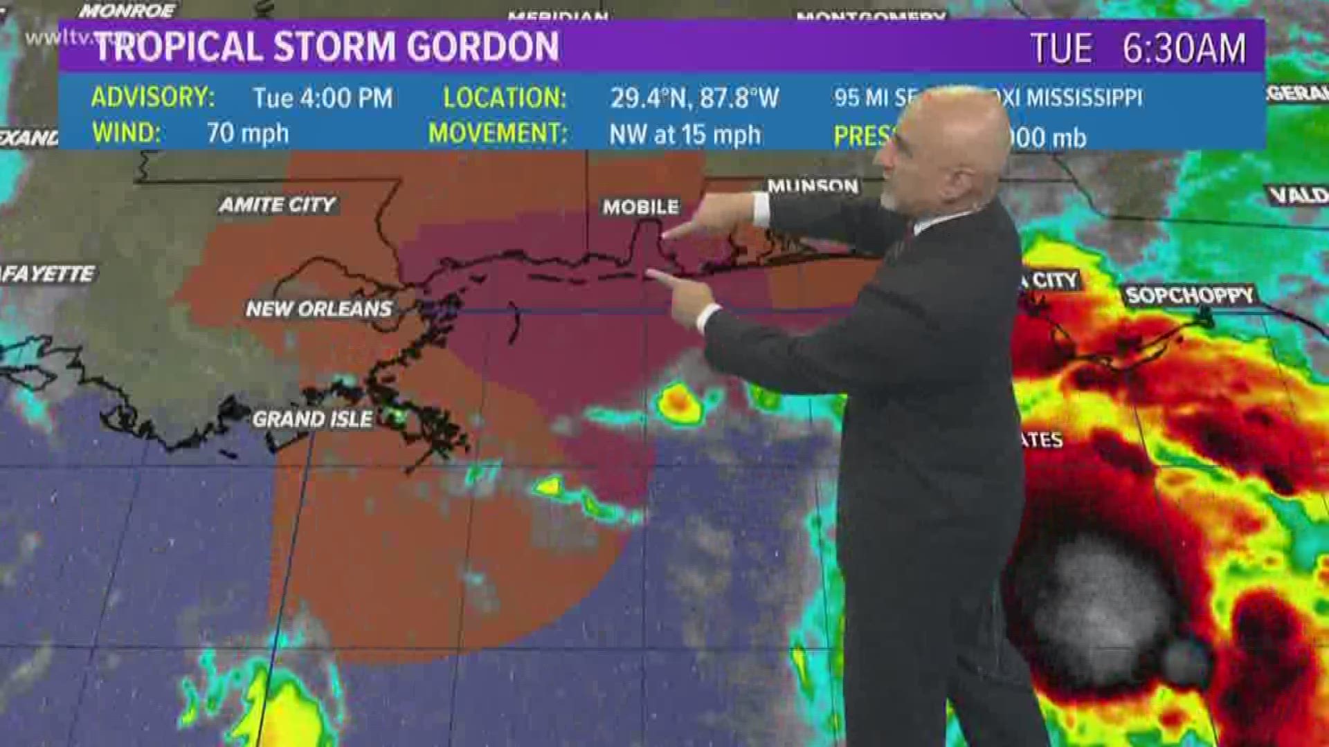 Tropical Storm Gordon 4 pm Hurricane Center update