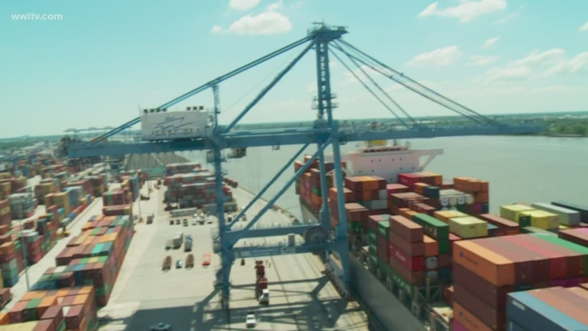 Eric Paulsen reports from the Mississippi River for National Maritime Day on how giant new cranes along the riverfront are helping the Port of new Orleans respond to growing demand and increase their capacity to handle cargo.