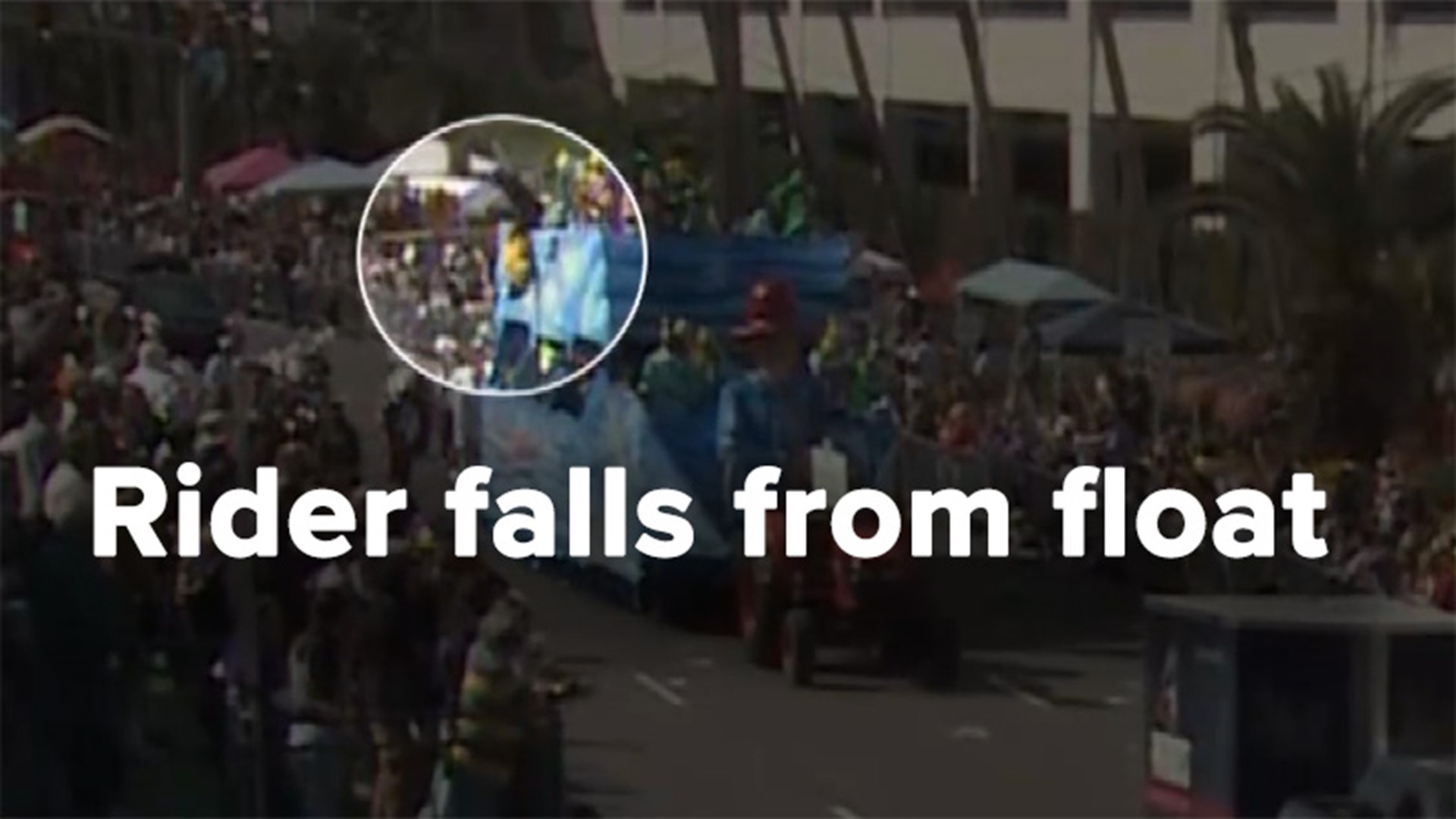 In a video captured by a WWL Louisiana photographer, a Krewe of Argus rider stood up on his own after apparently falling off a float.
