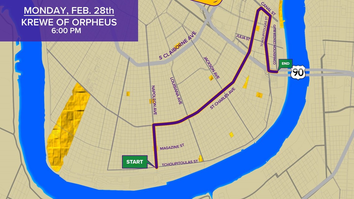 Krewe of Orpheus 2022 parade route and start time