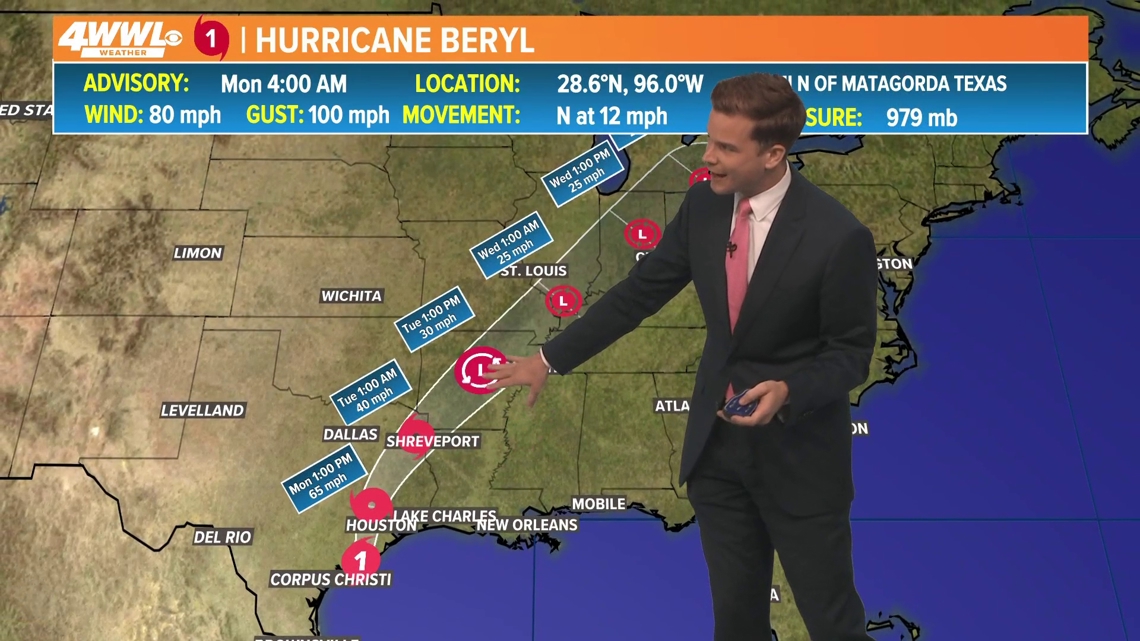 Monday, 5am Tropical Update: Hurricane Beryl hits Texas | wwltv.com