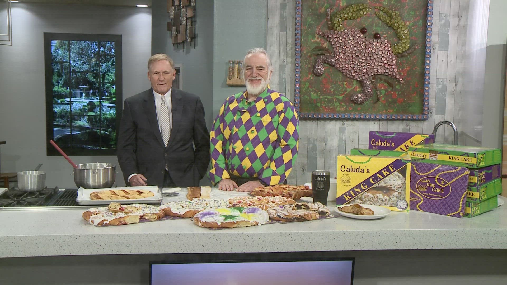 John Caluda, Caluda’s King Cake, demonstrates making a king cake.