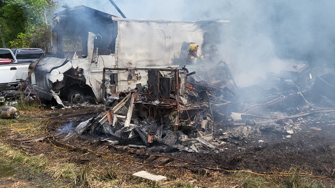 Man burned, hospitalized after accidentally lighting own RV on fire