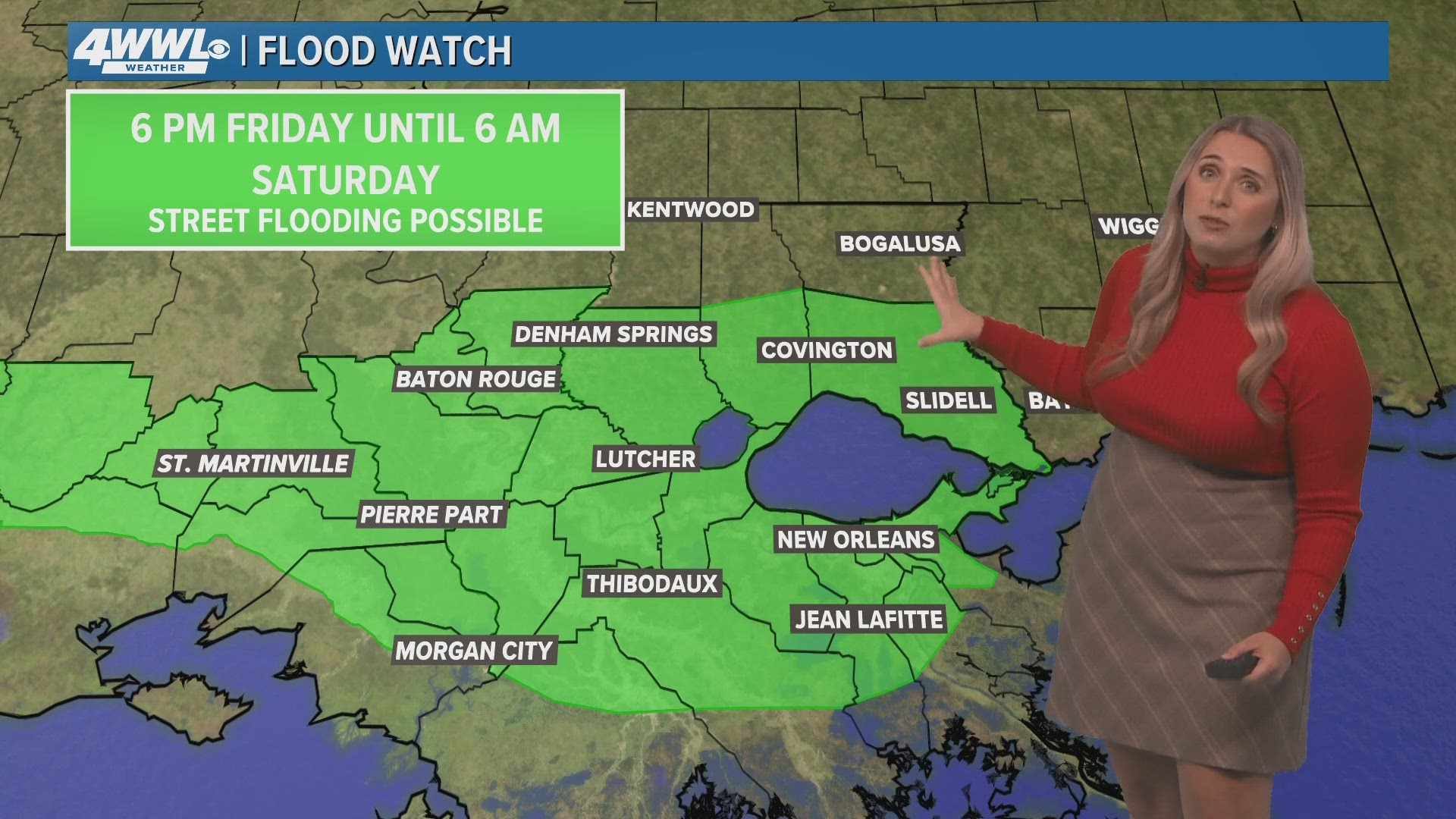 Meteorologist Alexa Trischler says a Flood Watch is in effect Friday night through Saturday morning.