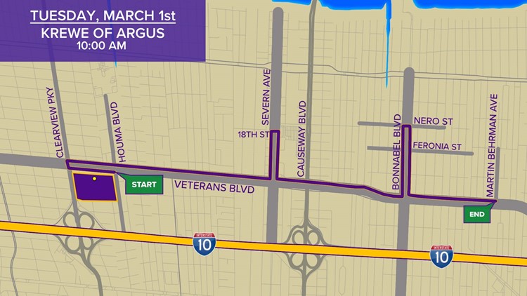 Metairie Parade Schedule 2022 Krewe Of Argus 2022 Parade Route And Start Time | Wwltv.com