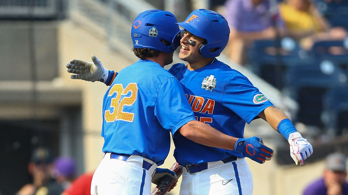 Floyd fans 17 and Beloso's HR in 11th gives LSU a 4-3 win over Florida in Game  1 of the CWS finals