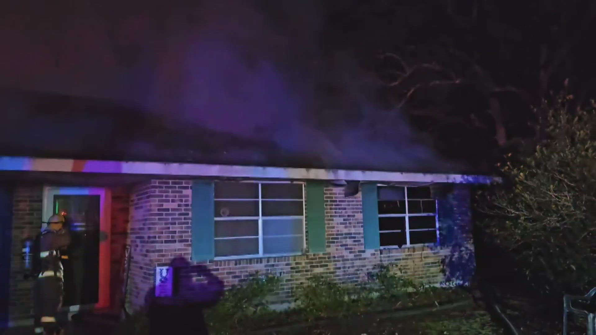 Lightning stricks a house in Pearl River.