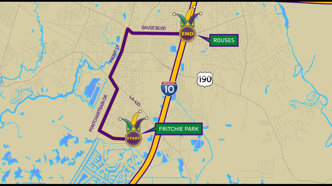 Krewe of Slidellians parade route