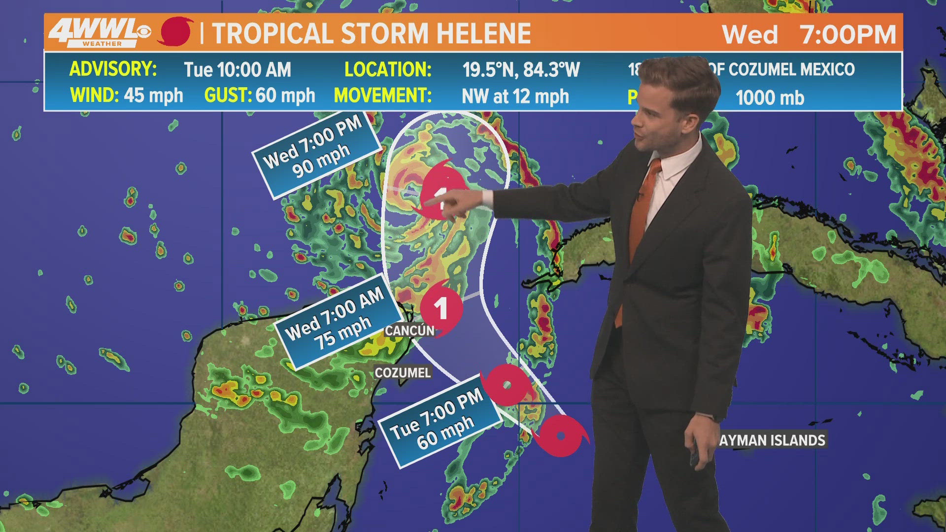 We will be on the dry side as well as a deep upper trough, which will help sling-shot the storm quickly toward Florida.