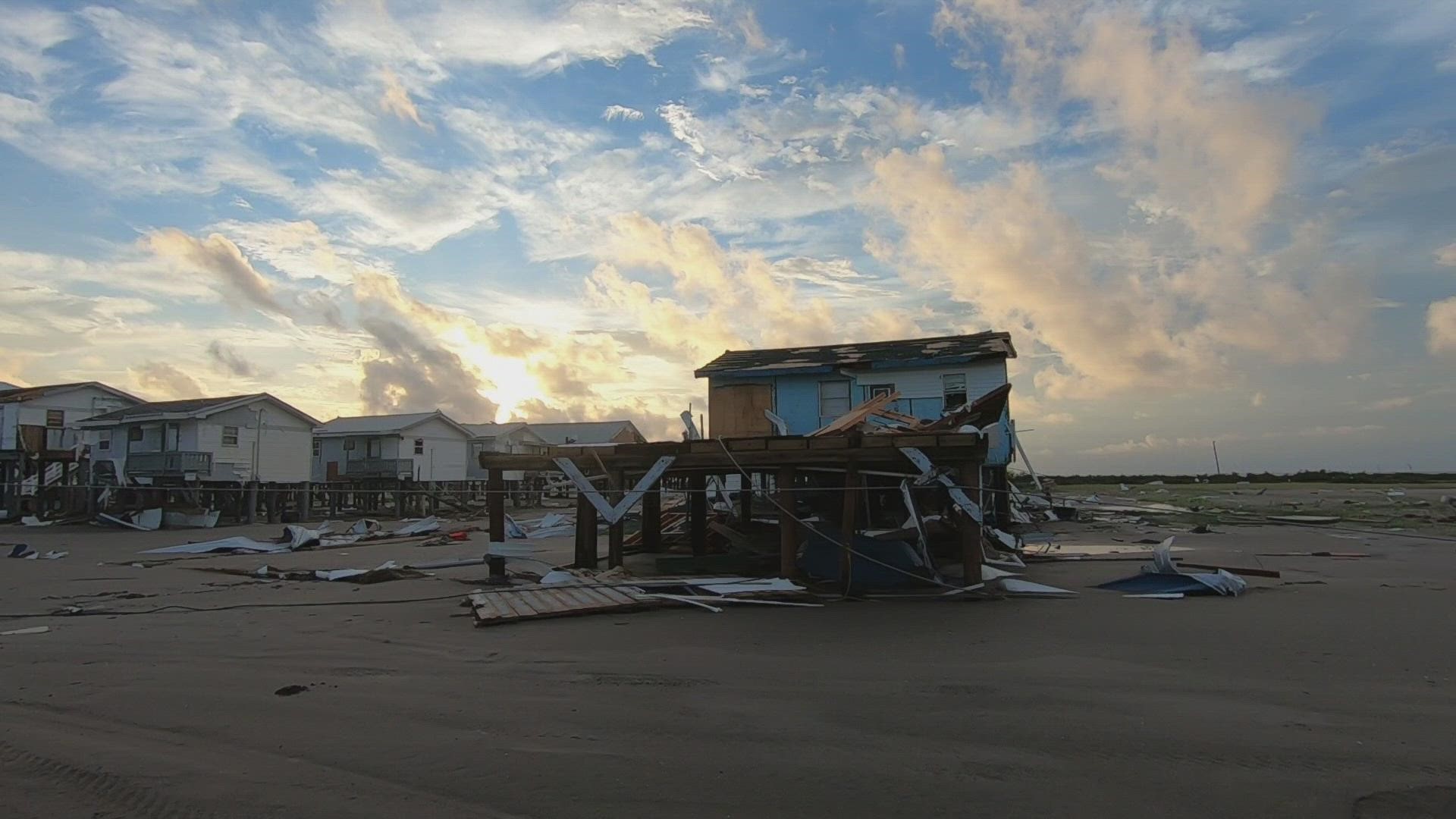 A WWL-TV crew drove around part of Grand Isle Wednesday to survey the damage.