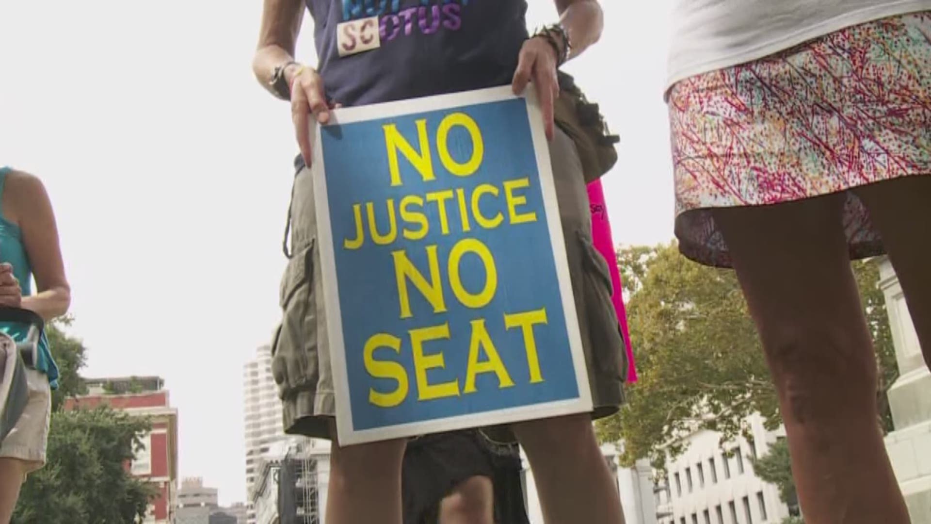 About a dozen protesters came out to Lafayette Square around noon Saturday were upset by Kavanaugh's confirmation. 