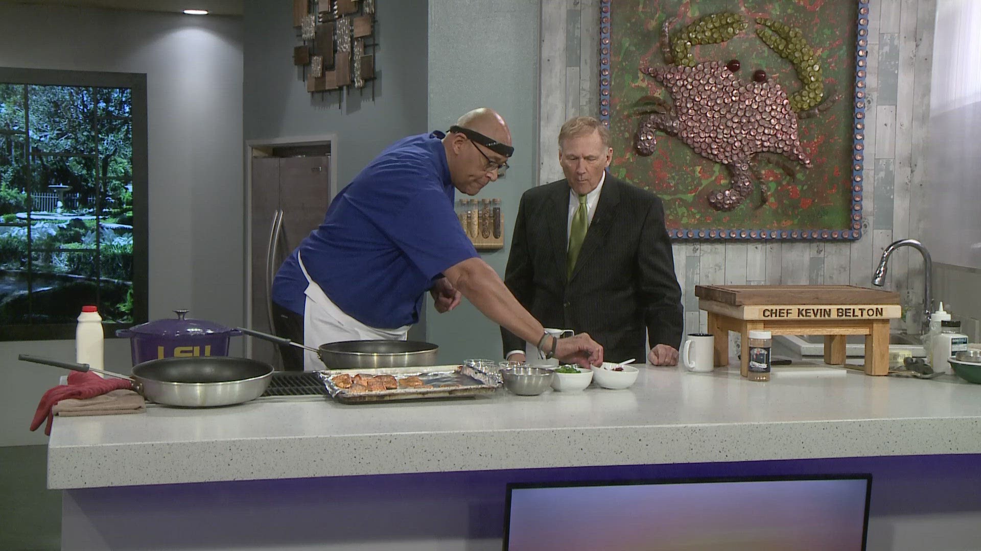 Chef Kevin Belton cooks up a delicious salmon dish.